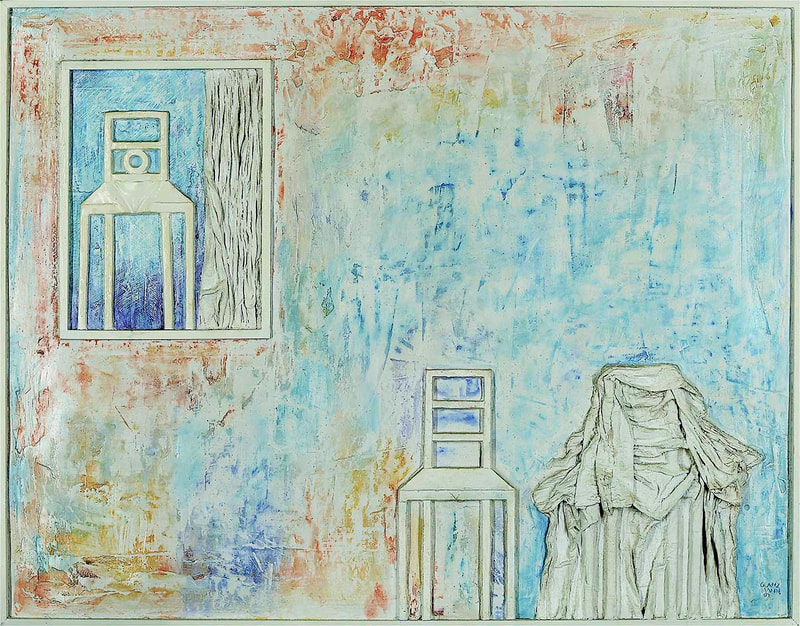 02 O.T., Gipsrelief bemalt, 71 x 91 x 5cm, 1992