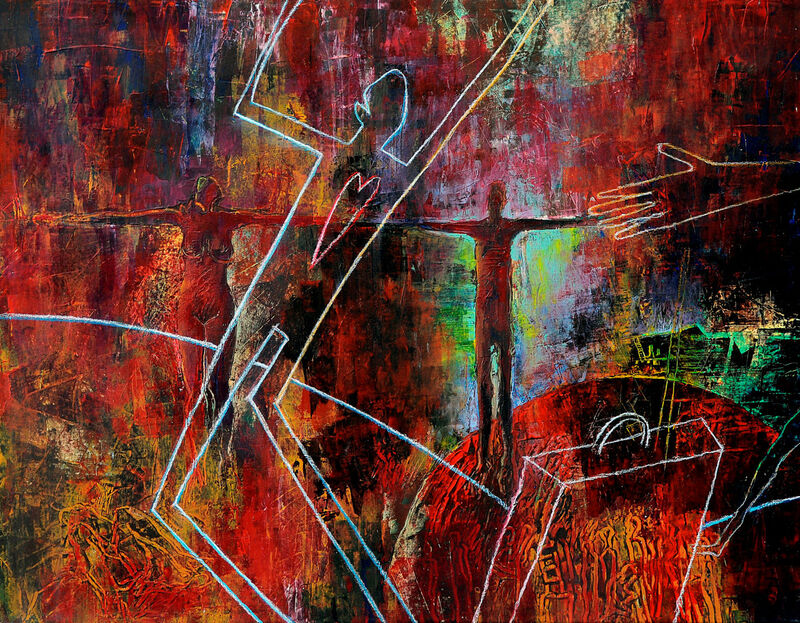 04 Minnelieder für Herzschrittmacher (Le mani sulla città), Acryl auf LW, 70 x 90cm, 1990.jpg
