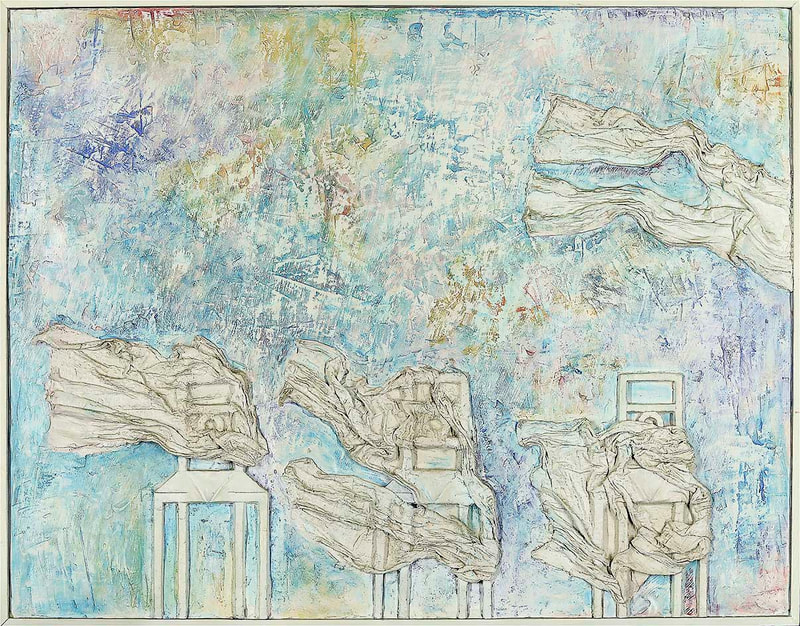 05 O.T., Gipsrelief bemalt, 71 x 91 x 5cm, 1992