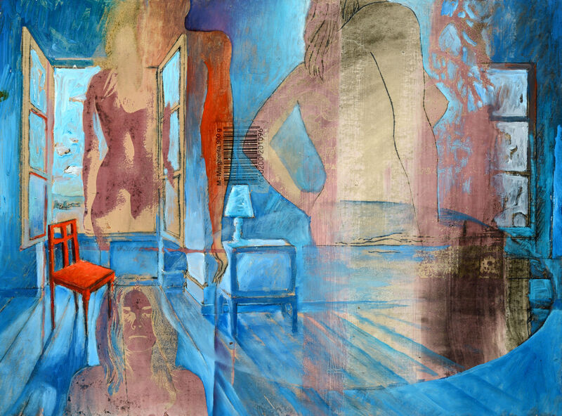 10 Noct. "M." Lichtempfindliche Polymere und Ölfarbe auf M-Karton, 28,5 x 38,5cm, 2000/01