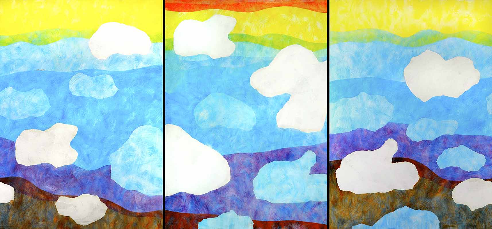 10 Sommerwind 4, 5, 6, Acryl auf Papier, je 92 x128cm