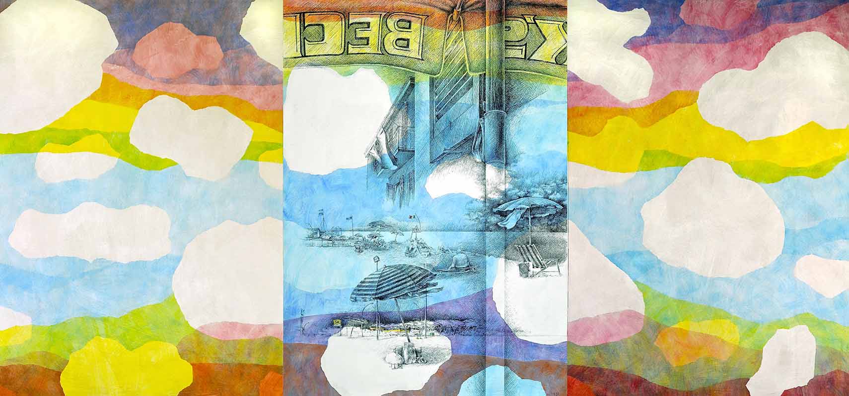 11 E.V.&M. "Sommerwind" als Triptychon mit S2,K1,S3, 128 x 386 cm, 2011