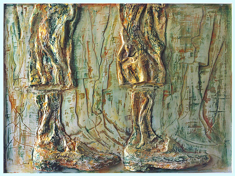 11 "Einst in Bewegung", Gipsrelief bemalt, 60 x 80 x 8cm, 1997