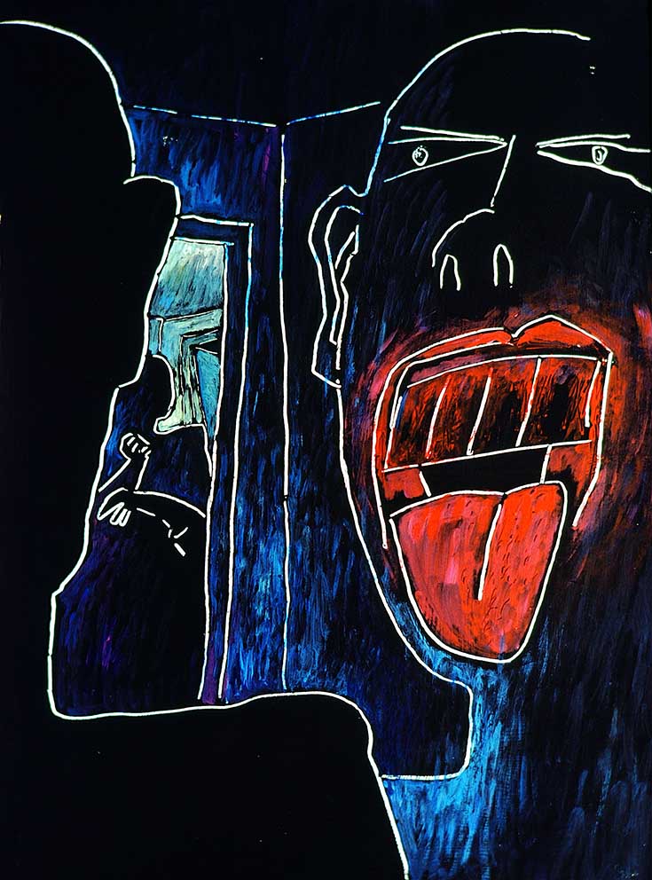 15 Minnelieder für Herzschrittmacher (update failed 1), Acryl auf HK, 60 x 80cm, 1993