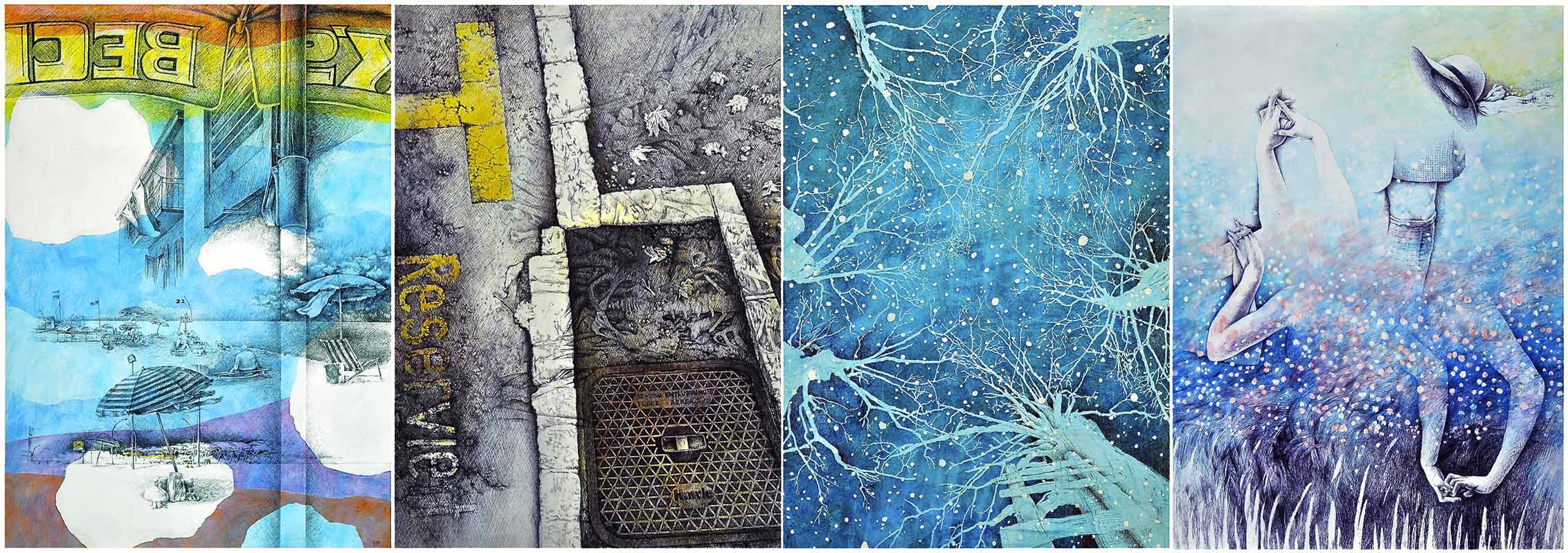12 E.V.&M. Sommer-, Herbst-*, Winter-, Frühlingswind, Acryl und Kugelschreiber auf Papier, 1.28 x 5.17 m, 2011/12