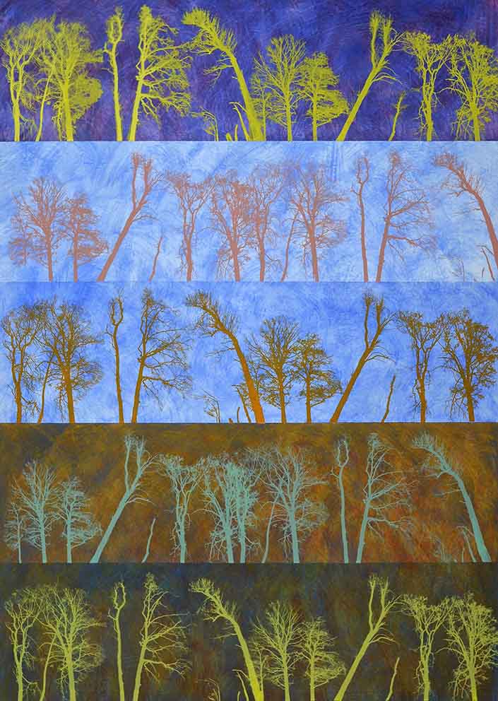 13 Elan vital et mortal, Siebdruck auf Acryl auf Papier, 91 x 128 cm, 2011