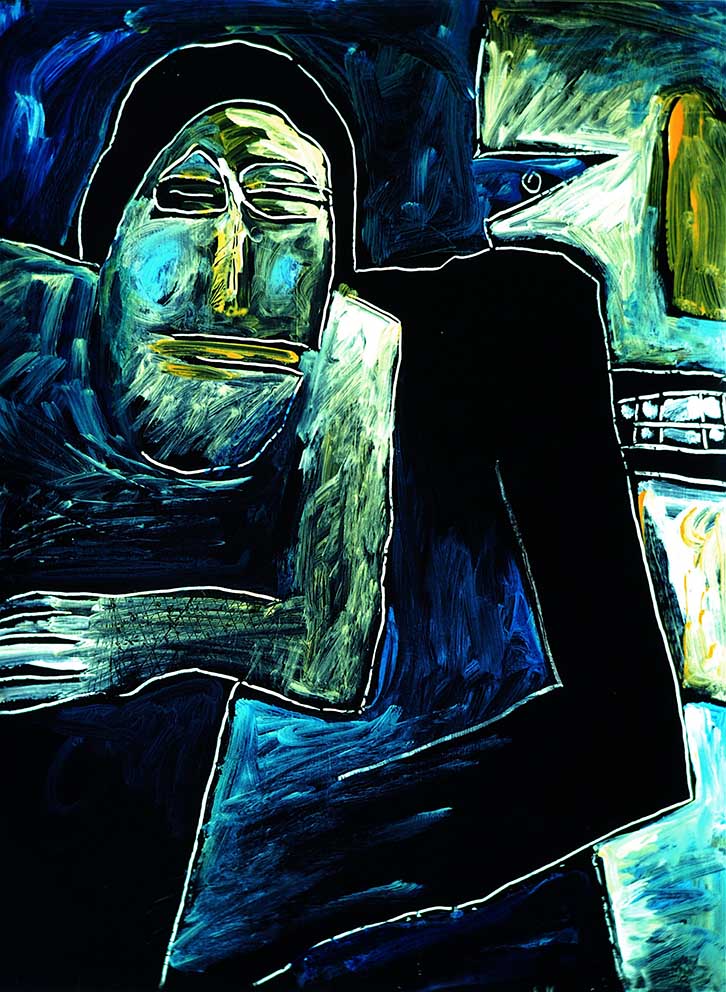 17 Minnelieder für Herzschrittmacher (update failed 4) Acryl auf HK, 60 x 80cm, 1993