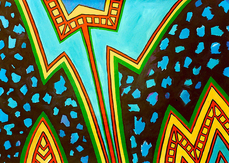 17 Im Garten der Hesperiden, Acryl auf Papier, 91x128cm, 1989