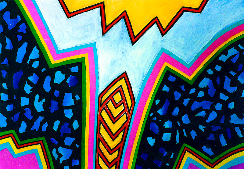 18 Im Garten der Hesperiden, Acryl auf Papier, 91x128cm, 1989