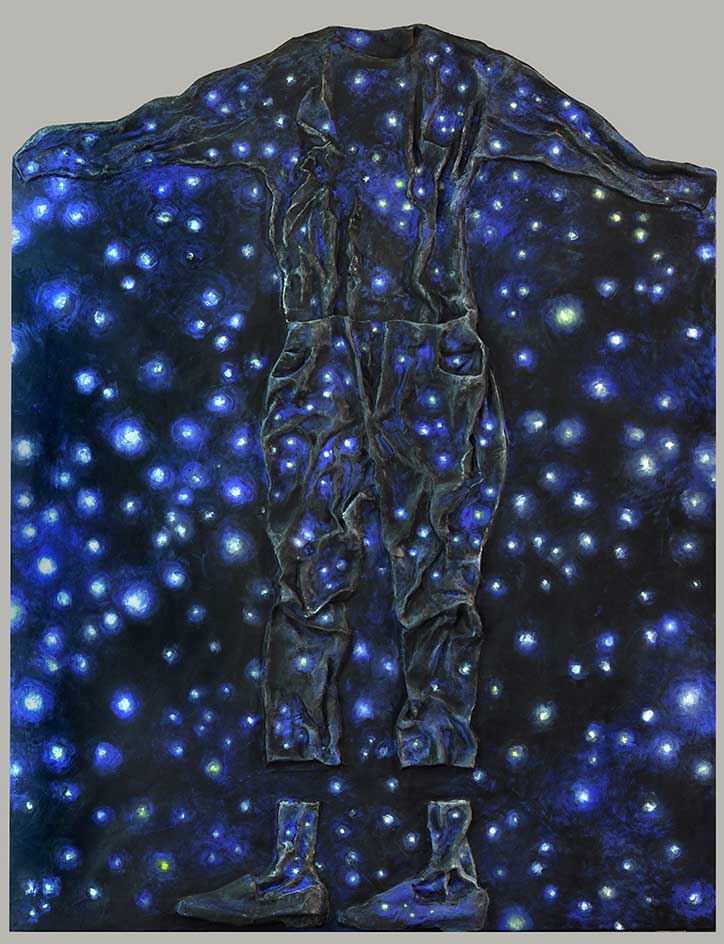 15 "Vor dem Garten 1", Ölfarbe auf Kaschierung auf Holzrahmen, Relief 143 x 190 x 7cm, 2011
