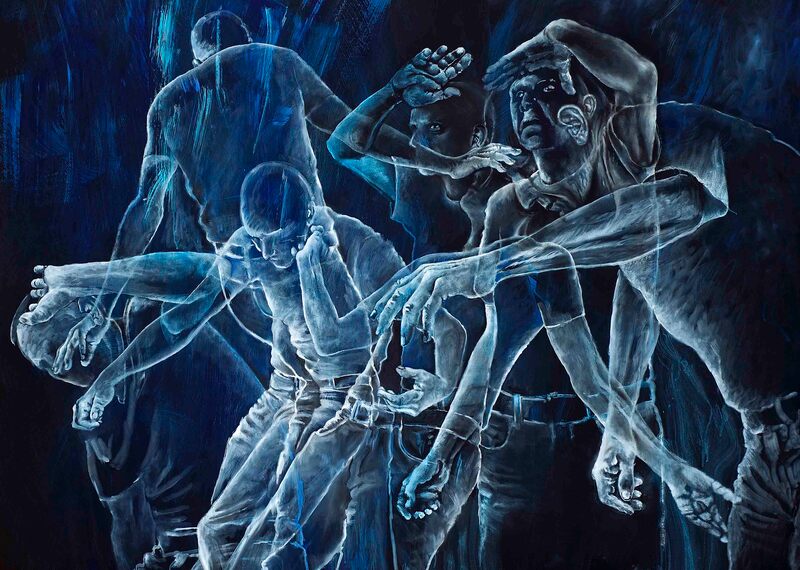 17 Dissolve 25, Acrl und Kreide auf Papier, 92 x 128cm, 2020
