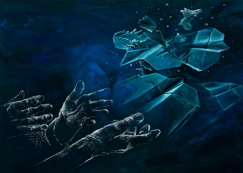 18 Dissolve 26, Acryl und Kreide auf Papier, 92 x 128cm, 2020