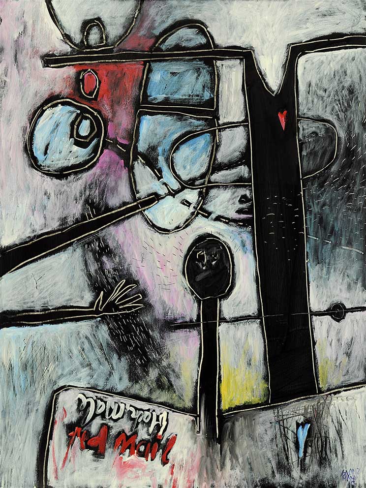 22 Minnelieder für Herzschrittmacher (red mail) Acryl auf HK, 60 x 80cm, 1993