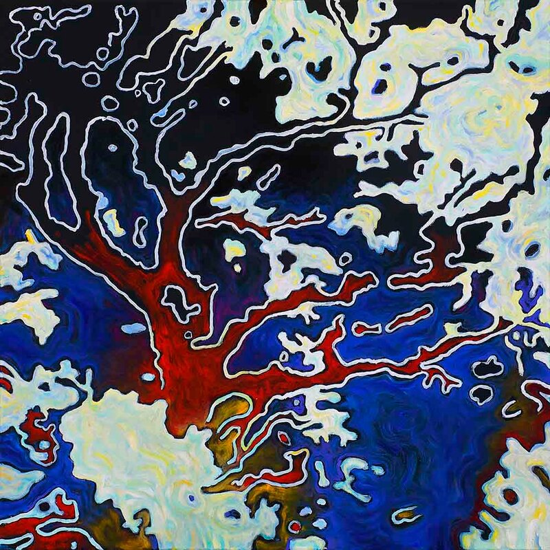 20 Im engen Radius - Spaziergänge, ÖL auf LW, 100x100cm, 2021