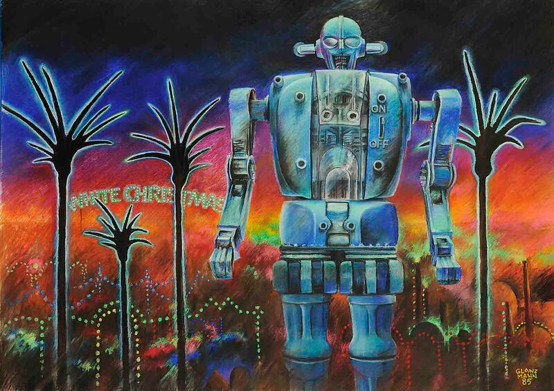 16 Paradiesische Landschaft 4, Pastell auf Papier, 92 x128cm, 1985