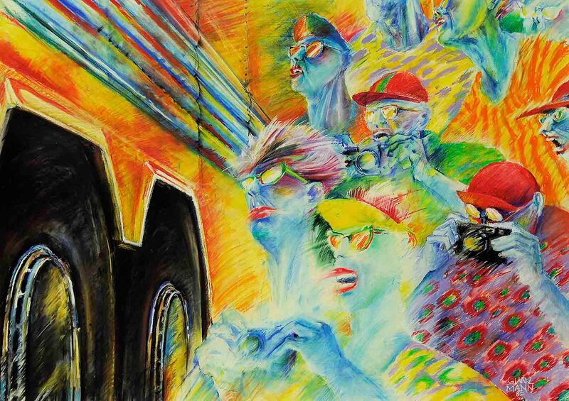 17 Paradiesische Landschaft (Sunset) Pastell Papier, 92 x 128cm, 1985
