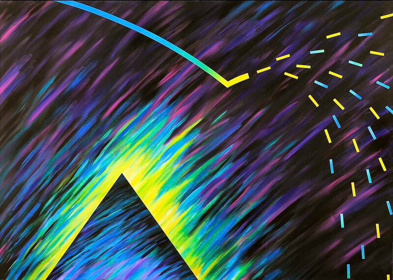 28 "Energiefelder-NoiseSignals", Acryl auf LW, 100 x 140cm,1986 - 08