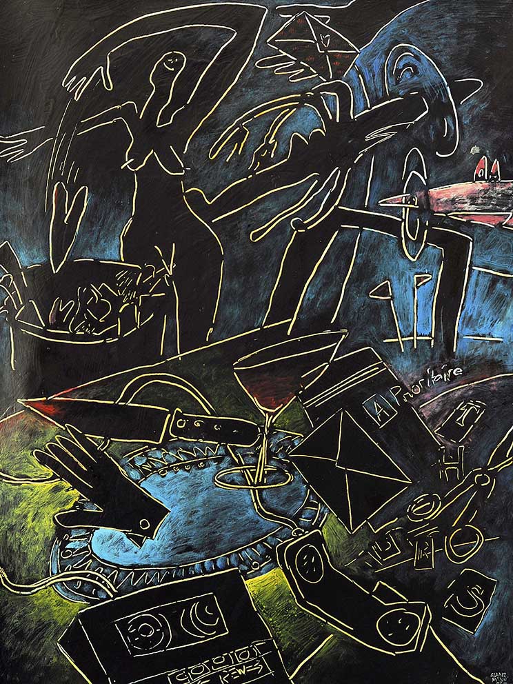 06 Minnelieder für Herzschrittmacher (Blackmail-Black-Male), Acryl auf HK, 60 x 80cm, 1992.jpg