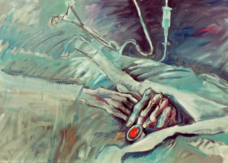 20 Vom Be-Sitzen & Stühlen, Acryl auf BW, 100 x 140cm, 1989