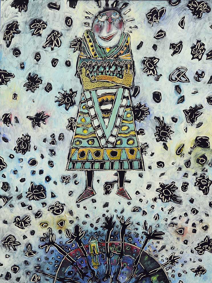 25 Minnelieder für Herzschrittmacher (fresh batteries, pacer's springtime1) Acryl auf HK, 60 x 80cm, 1993