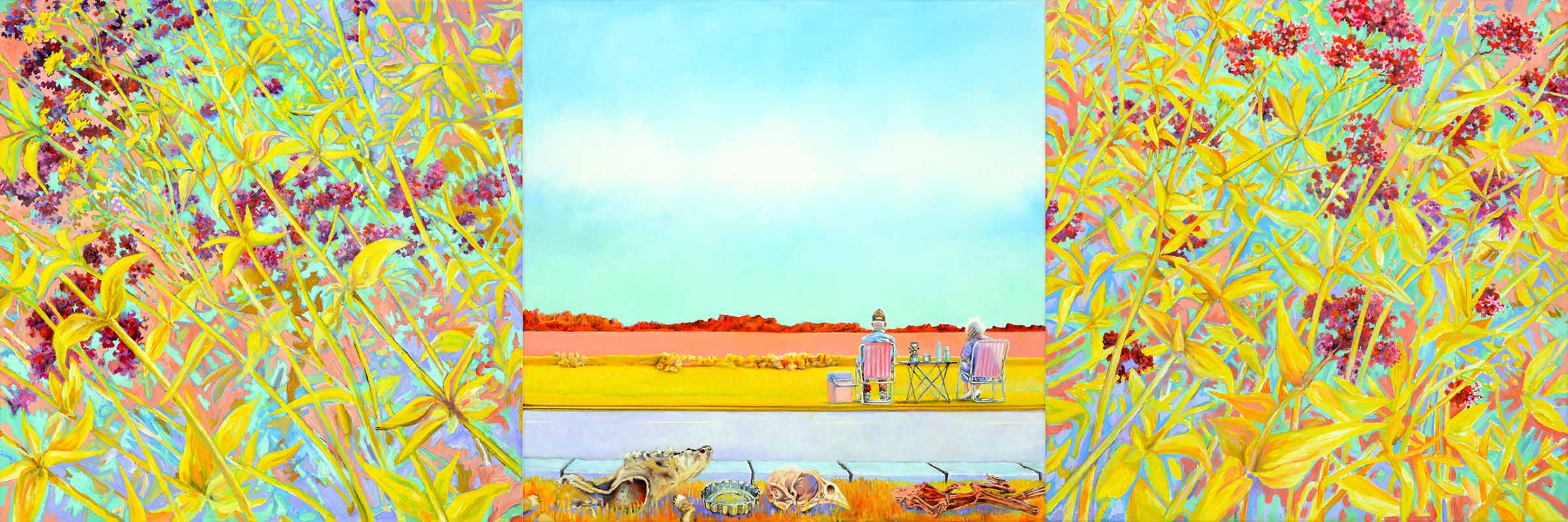Flashback am Strassenrand",als Triptychon,Öl-LW,60x180cm,2023