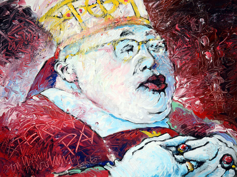 24 Vom Be-Sitzen & Stühlen (et in terra pax 2), Acryl auf BW, 60 x 80cm, 1991