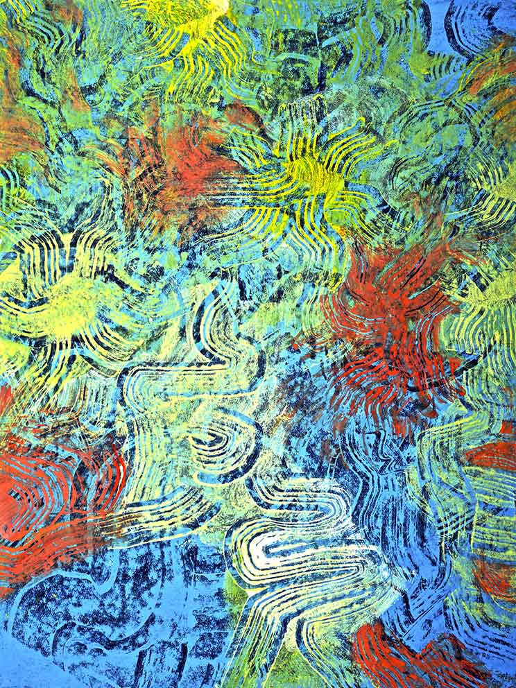 26 Tonspuren S6, Debussy "L'isle joyeuse", Acryl auf MDF, 60 x 80cm, 2019