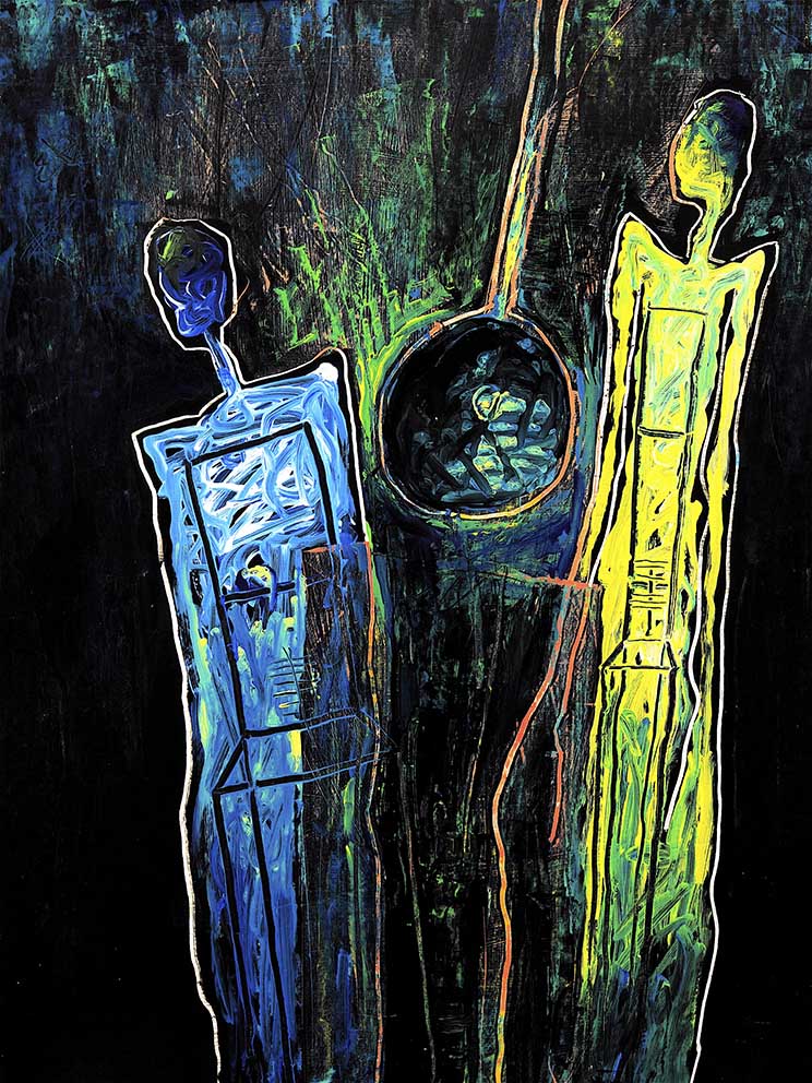 35 Minnelieder für Herzschrittmacher (Verinnerlichtes), Acryl auf HK, 60 x 80cm, 1993