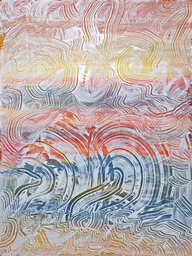 27 Tonspuren S6, Debussy "Les sons et les parfums tournent dans l'air du soir", Acryl auf MDF, 60 x 80cm, 2019