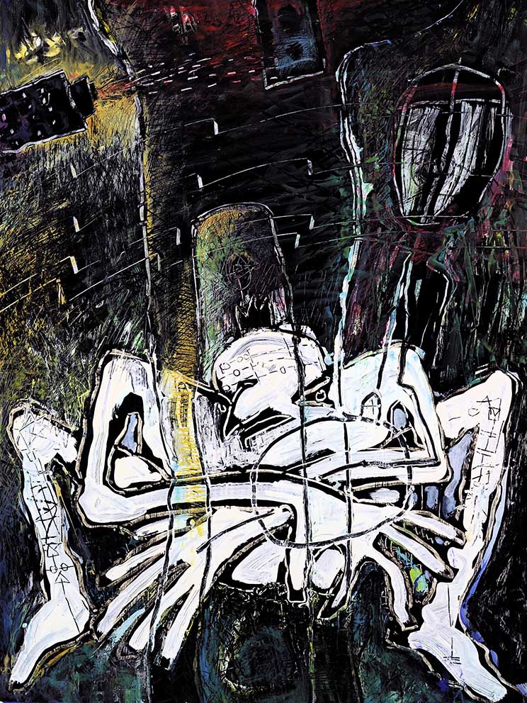 36 Minnelieder für Herzschrittmacher (Cythera, a jam ?, 1), Acryl auf HK, 60 x 80cm, 1993