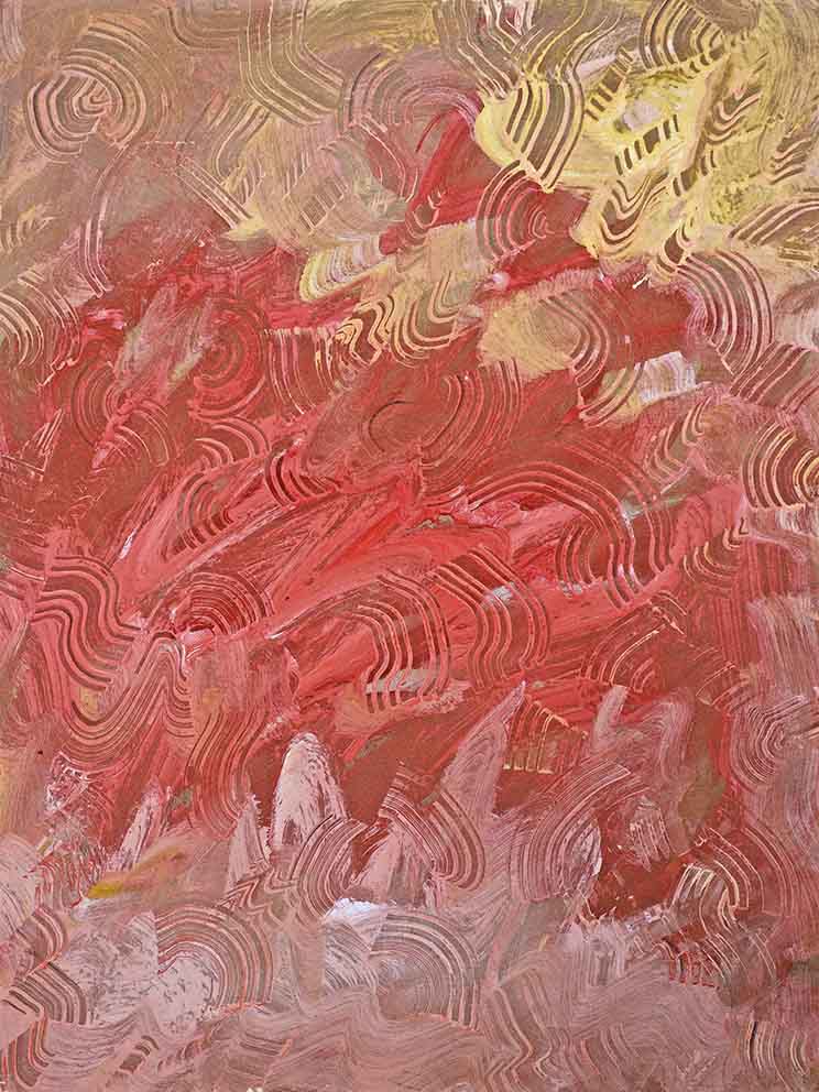 28 Tonspuren S6, Debussy "poissons d'or", Acryl auf MDF, 60 x 80cm, 2019