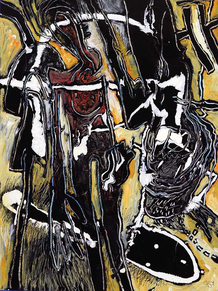 37 Minnelieder für Herzschrittmacher (Cythera, a jam ?, 2), Acryl auf HK, 60 x 80cm, 1993