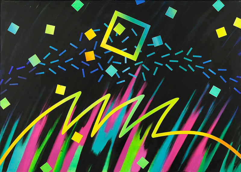29 "Energiefelder-NoiseSignals", Acryl auf LW, 100 x 140cm,1986 - 09