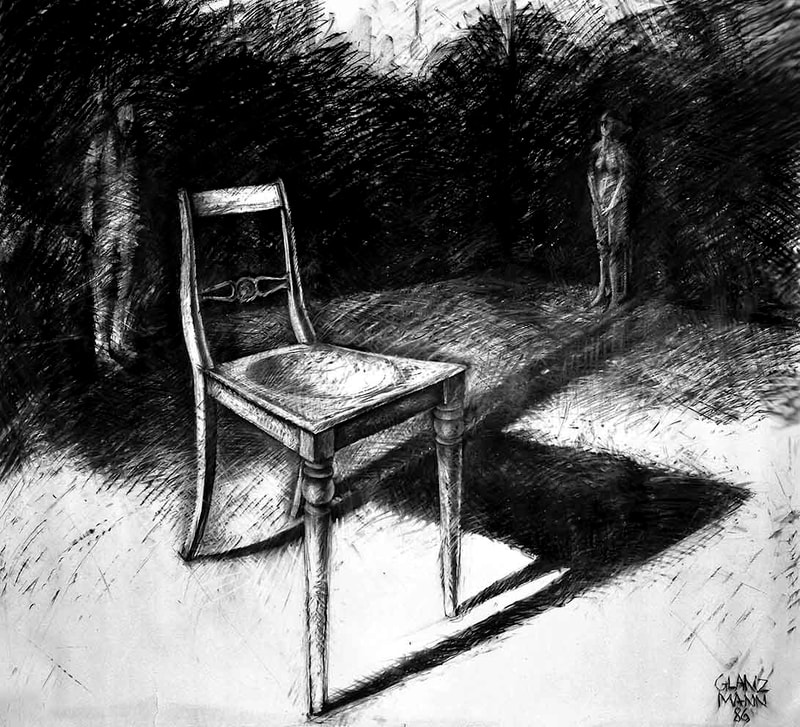 02 Vom Be-Sitzen & Stühlen, Kohle auf Papier, 200 x 220cm, 1986