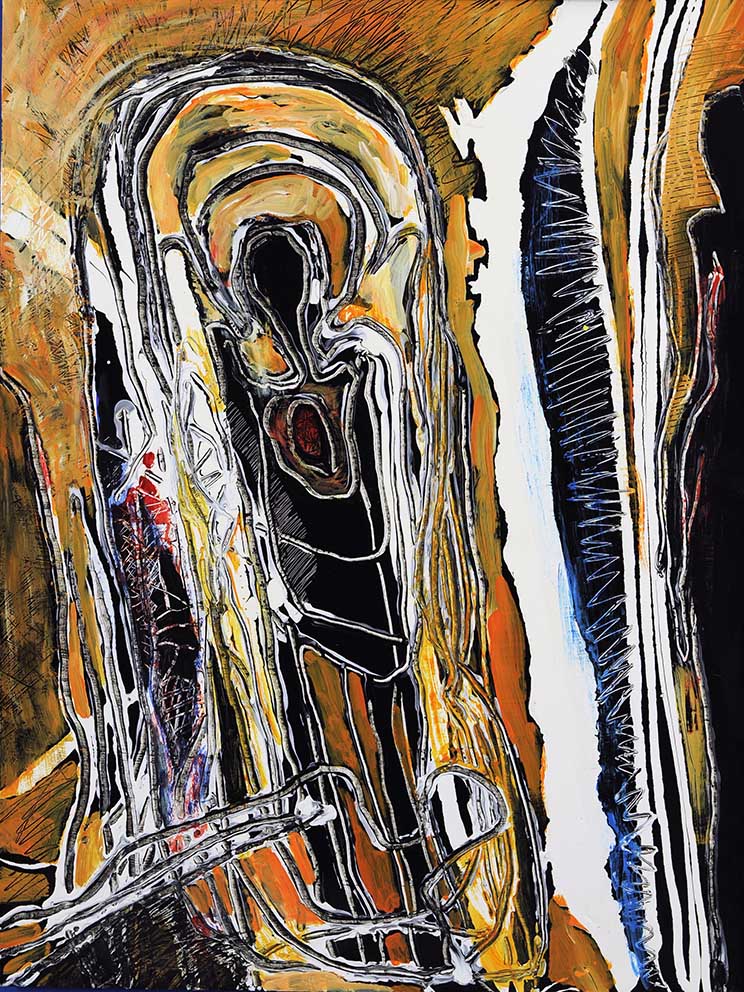 38 Minnelieder für Herzschrittmacher (Cythera, a jam ?, 3), Acryl auf HK, 60 x 80cm, 1993*