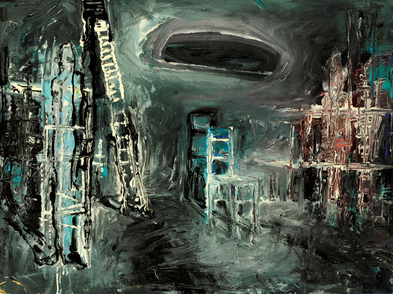 30 Vom Be-Sitzen & Stühlen (Inthronisierung), Acryl auf HK, 60 x 80cm, 1994