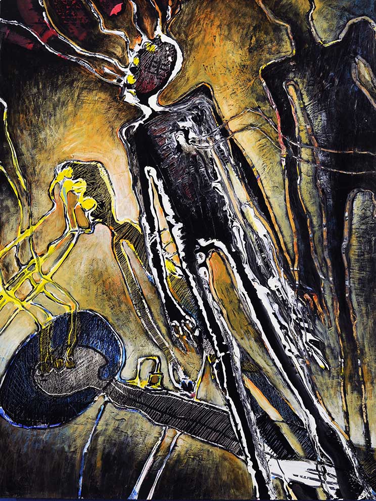 40 Minnelieder für Herzschrittmacher (Cythera, a jam ?, 5), Acryl auf HK, 60 x 80cm, 1993*