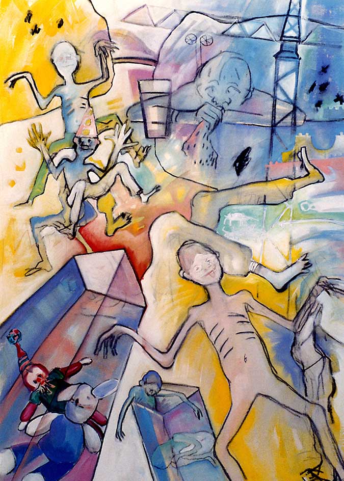 Childrenscorner 03, A, 91 x 128cm, Acryl auf BW, 1991