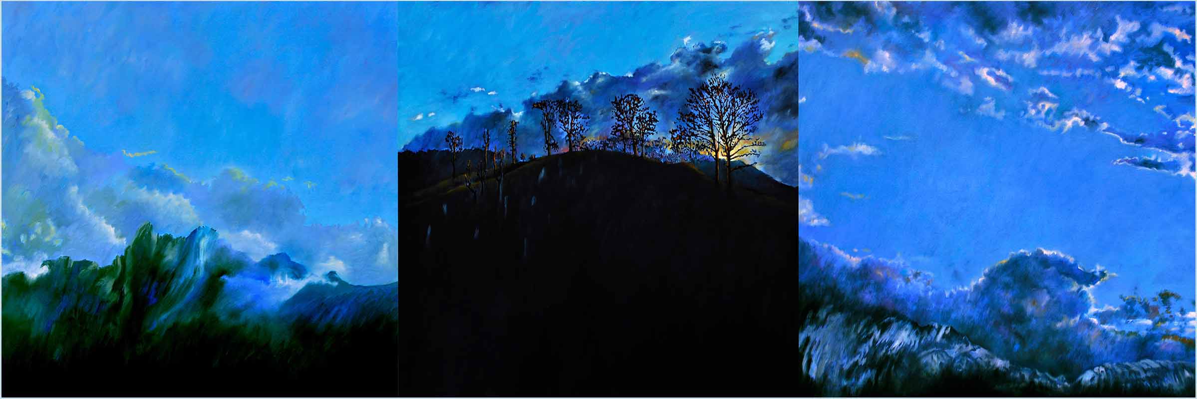 Triptychon aus S2 (Abend mit Bruckner), ÖL LW, 100 x 300cm, 2012