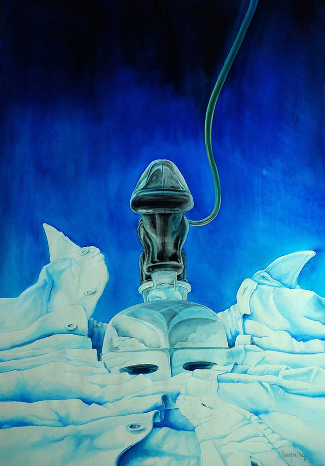 4 Hüllen, "Potemkim", Aquarell, 67.5 x 97cm, 1979
