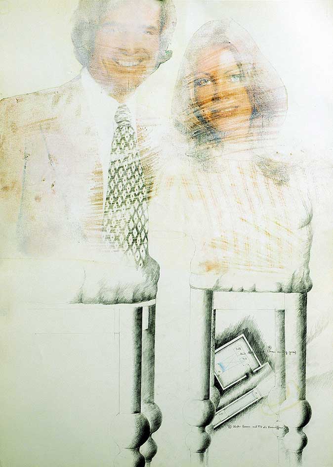 4 Dissolve 4, Blei-&Buntstift, teilw.Frottage auf Papier, 60 x 84cm, 1970