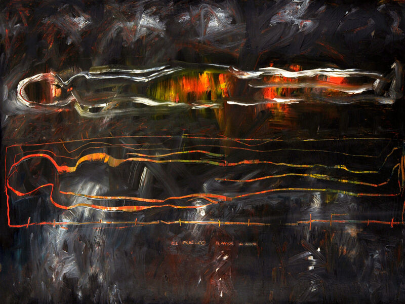 41 Isola, amor- àmort (au roi), Acryl auf HK, 60x80cm, 1995