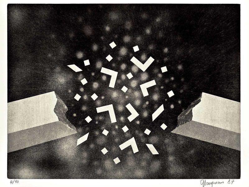 44 Energiefeld 4, 30 x 39cm auf Bütten (54x78), 1987
