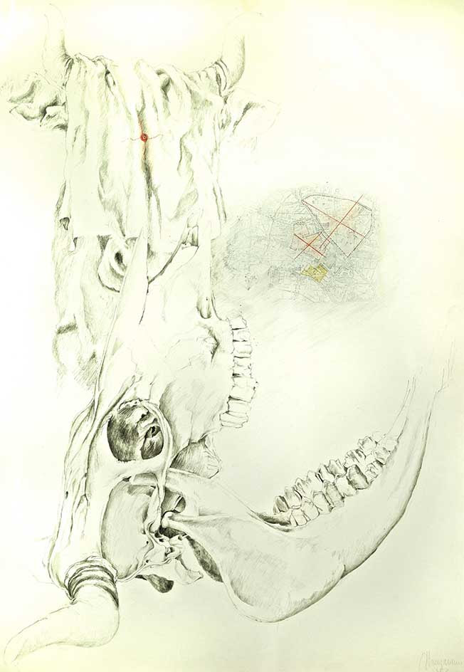 5 Dissolve 11, Blei-&Buntstift, teilw.Frottage auf Papier, 60 x 84cm, 1971