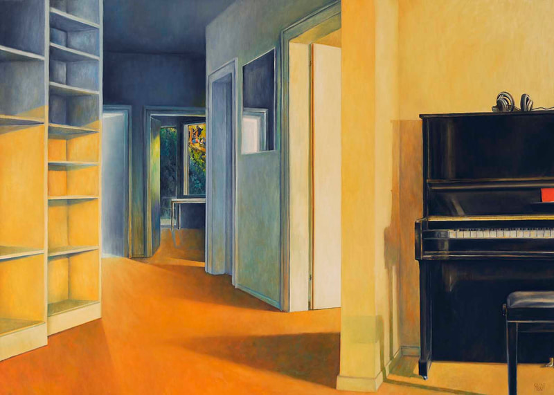 Interiors 7 (roter Zettel), 100 x 140cm, Öl LW, 2006