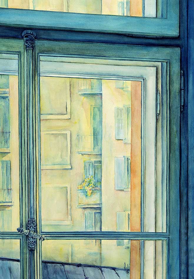 7 Hüllen, "Assumption 3", Aquarell, 45 x 65cm, 1984