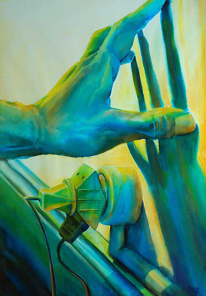 8 Hüllen -"Vom inneren Fliessen" Aquarell, 67.5 x 97cm, 1985