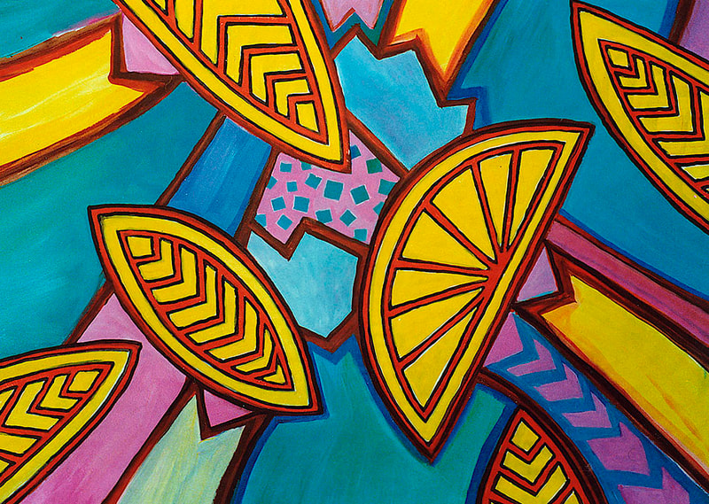 12 Im Garten der Hesperiden, Acryl auf Papier, 91x128cm, 1989
