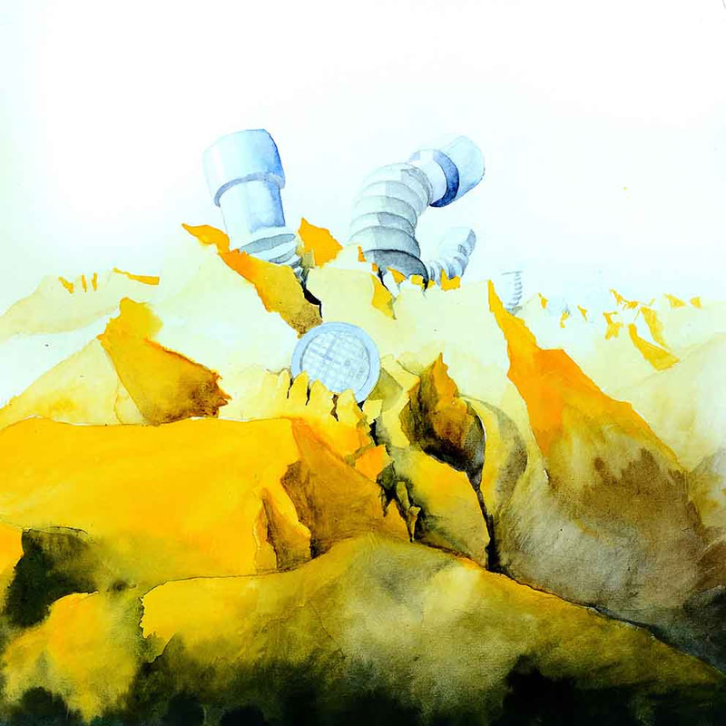6 Synthetische Landschaft, San Gottardo, Aquarell, 43 X43CM, 1972