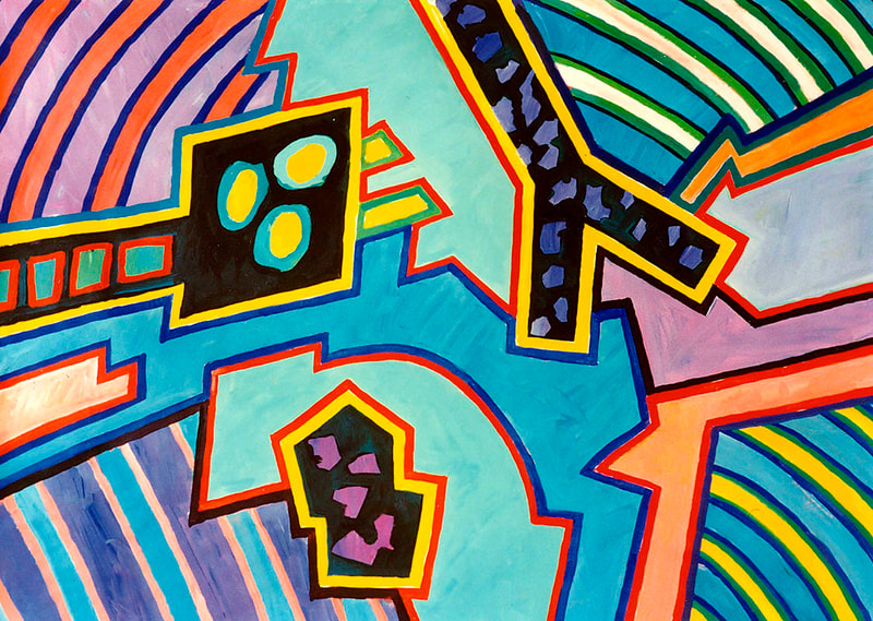 13 Im Garten der Hesperiden, Acryl auf Papier, 91x128cm, 1989
